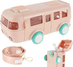 Kids' Toy Bus Water Bottle with Moving Wheels & Adjustable Shoulder Strap (500 ML)