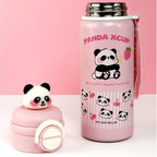 allKiDz® Premium Panda Stainless Steel Insulated Sipper Bottle (500ml) – Double-Wall Vacuum Thermos with Dual Drinking Modes, Leak-Proof Flip Cap & Adjustable Strap for School Kids