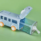 Kids' Toy Bus Water Bottle with Moving Wheels & Adjustable Shoulder Strap (500 ML)