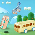 Kids' Toy Bus Water Bottle with Moving Wheels & Adjustable Shoulder Strap (500 ML)
