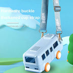 Kids' Toy Bus Water Bottle with Moving Wheels & Adjustable Shoulder Strap (500 ML)